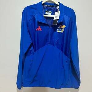NWT Adidas KU Jayhawks Royal Blue Primegreen 1/4 Zip Pullover Jacket